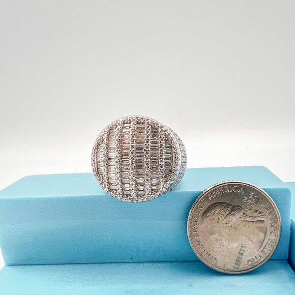 925 Sterling Sliver Moissanite Circle Baguette Ring, 4.358ctw VVS Stones Hip Hop - Picture 7 of 7